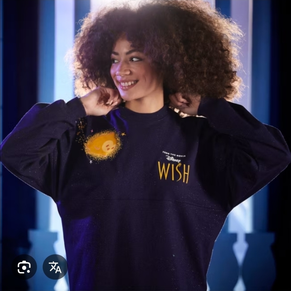 Women's DISNEY “Wish” Spirit Jersey Navy Blue Glitter Logo Size XL New with Tags